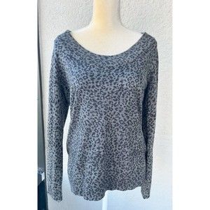 Calvin Klein Wool Blend Sweater Leopard Print Sz L Pullover